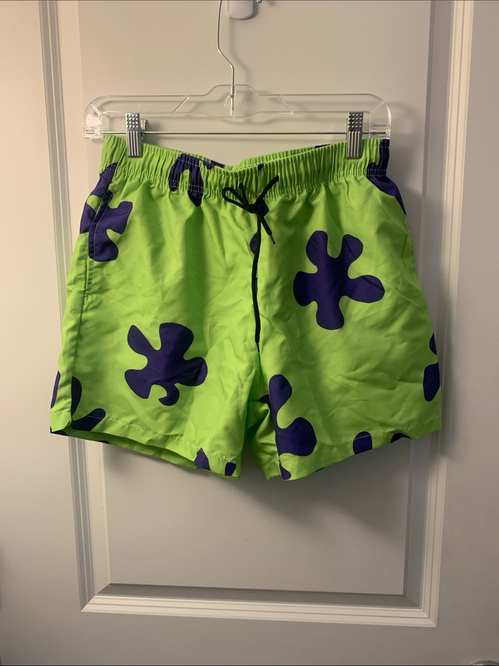Patrick Star Costume Green and Purple Floral Swim Trunks size a